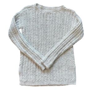 LOFT Ann Taylor Cotton Blend Loose Knit Sweater Women’s Small Off White & Gray